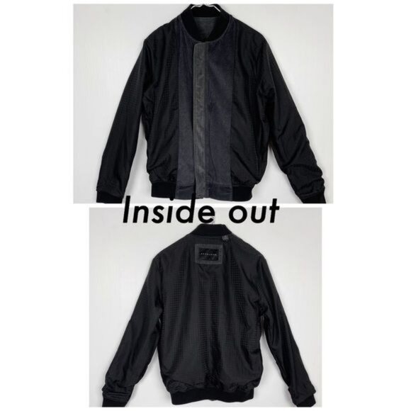SEAN JOHN gray and black bomber jacket front zipper Medium - Picture 3 of 5
